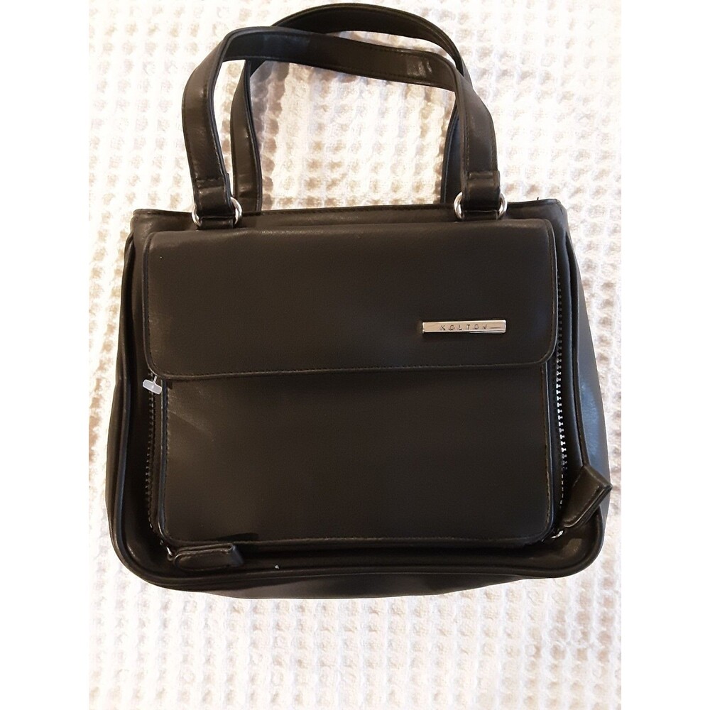 Vintage Koltov Black Faux Leather Organizing Wallet Crossbody Handbag
